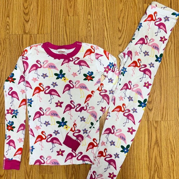 Hanna Andersson Organic Pink Flamingo and Flowers Pajama Set - Picture 1 of 4